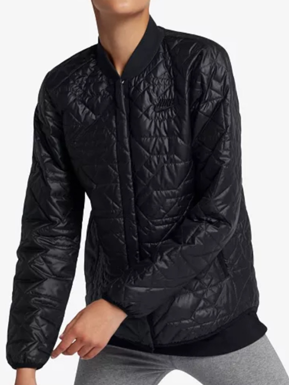 Nike Women’s Black Quilted Lightweight Jacket Black XS